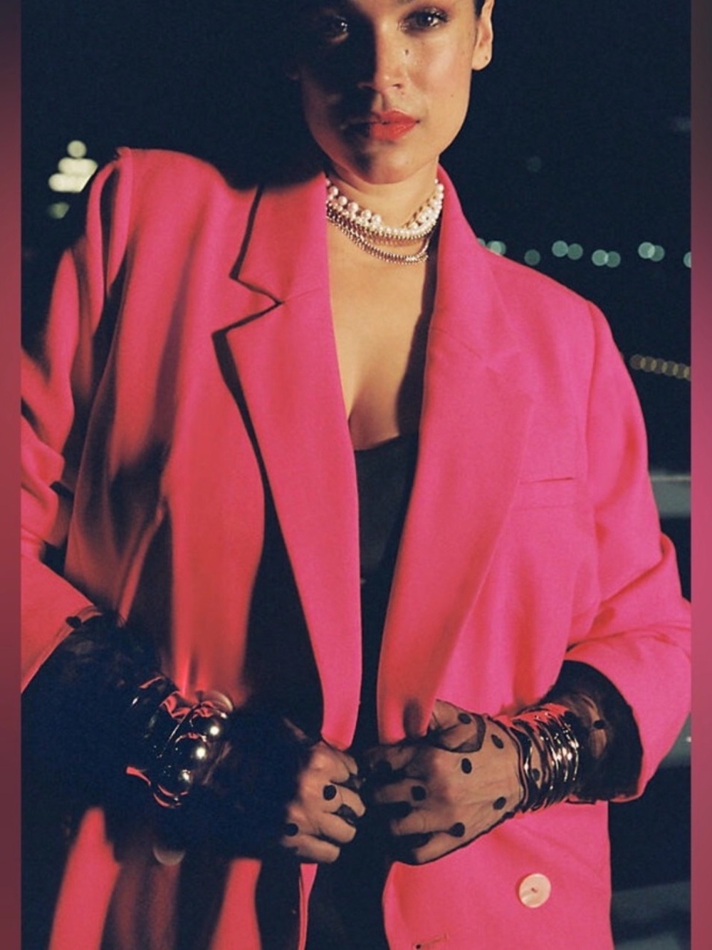 Anthropologie Hot Pink Oversized Blazer